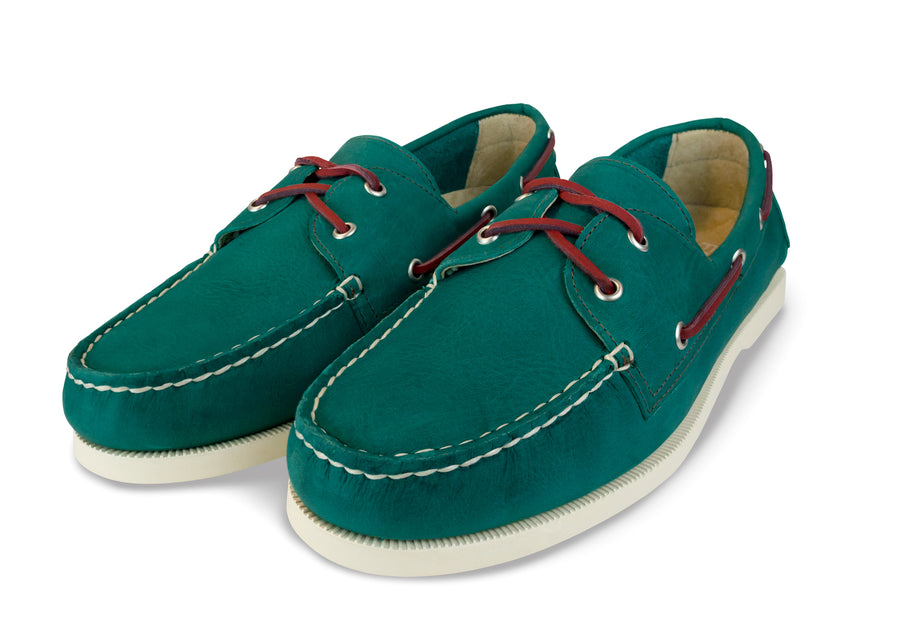 turquoise boat shoes pair
