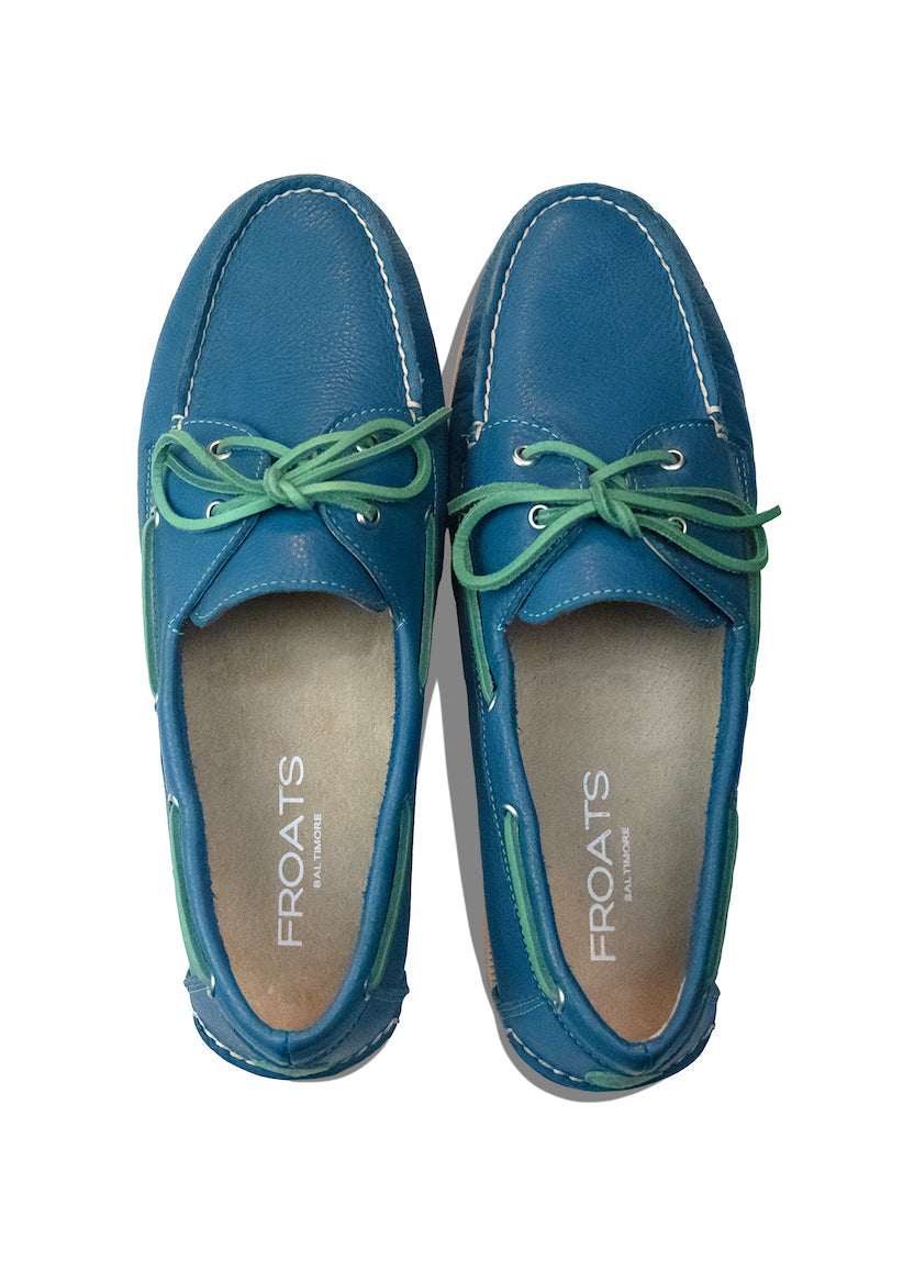 pebbled blue leather boat shoes pair
