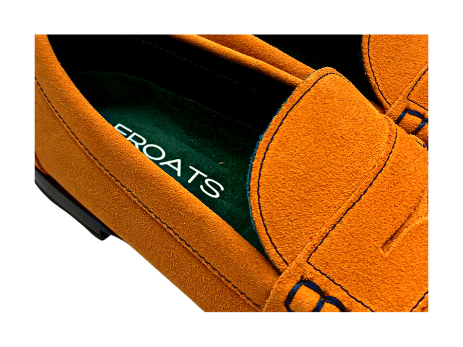 orange penny loafers detail