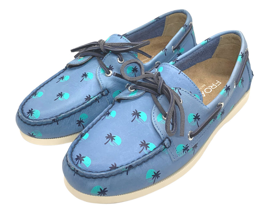 light blue boat shoes pair