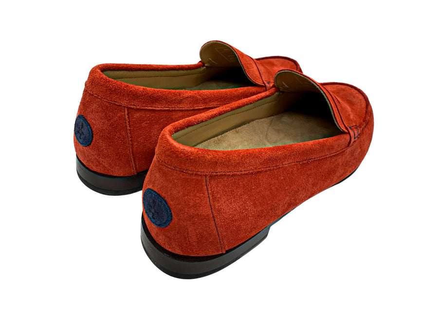 red penny loafers heel patch