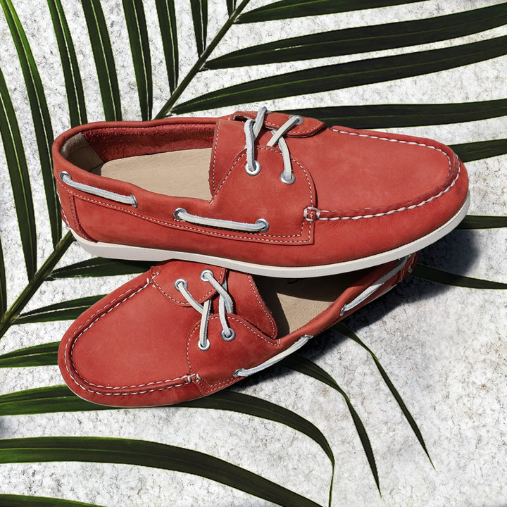 Froats red leather boat shoes