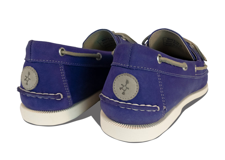 royal purple leather boat shoes heel