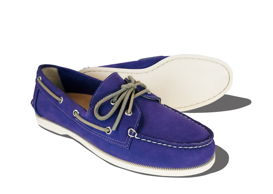 royal purple leather boat shoes outsole