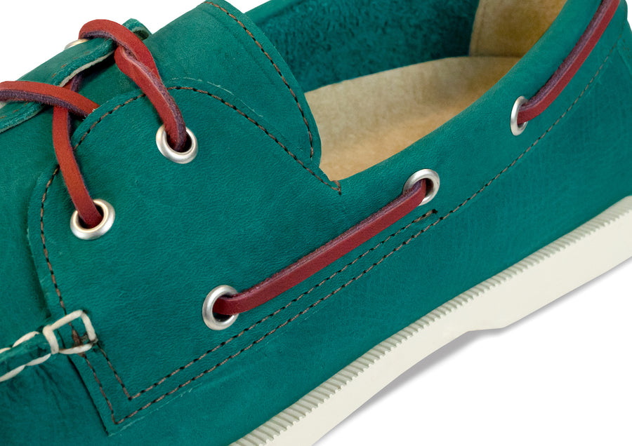 turquoise boat shoes detail 1