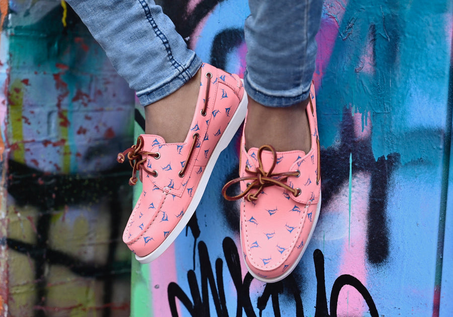 pink boat shoes lifestyle
