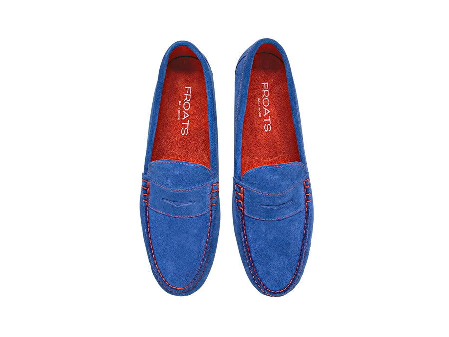 blue penny loafers pair