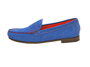 blue penny loafers side