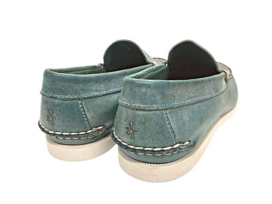 green venetian loafers heel