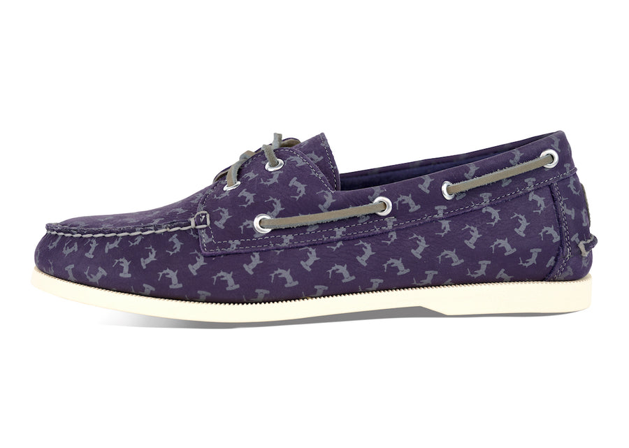 purple boat shoes side