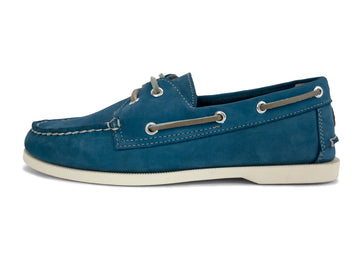 navy blue nubuck leather boat shoes side