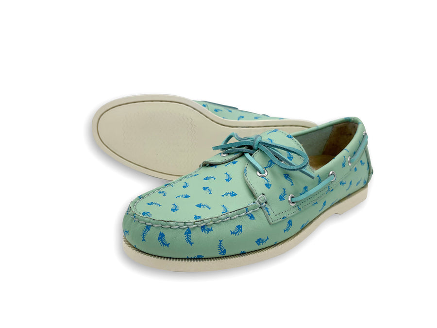 mint green boat shoes outsole