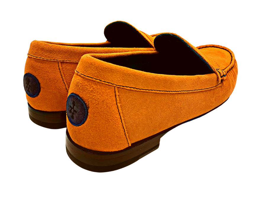 orange penny loafers heel patch