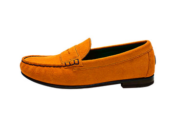 orange penny loafers side