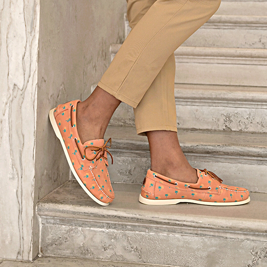 salmon boat shoes lifestyle