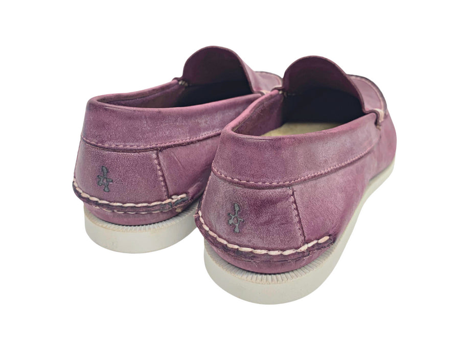 purple venetian loafers heel
