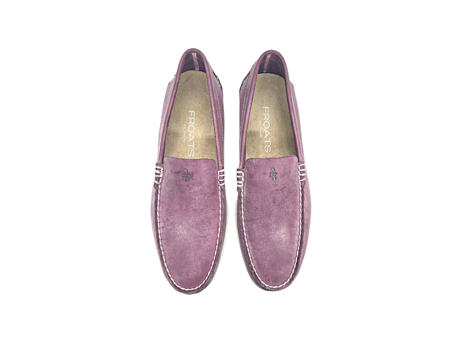 purple venetian loafers pair