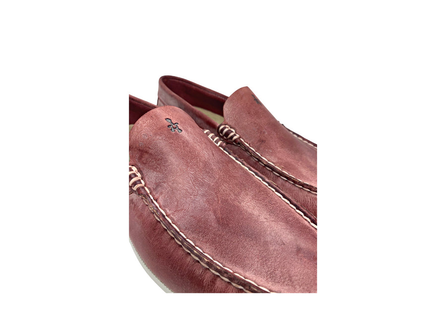 crimson red venetian loafers detail