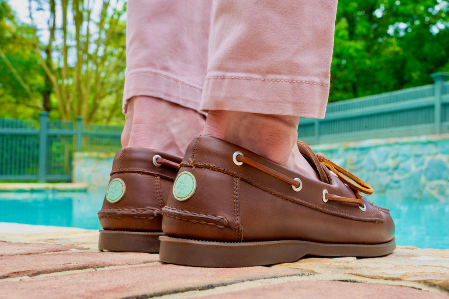 traditional brown boat shoes lifestyle