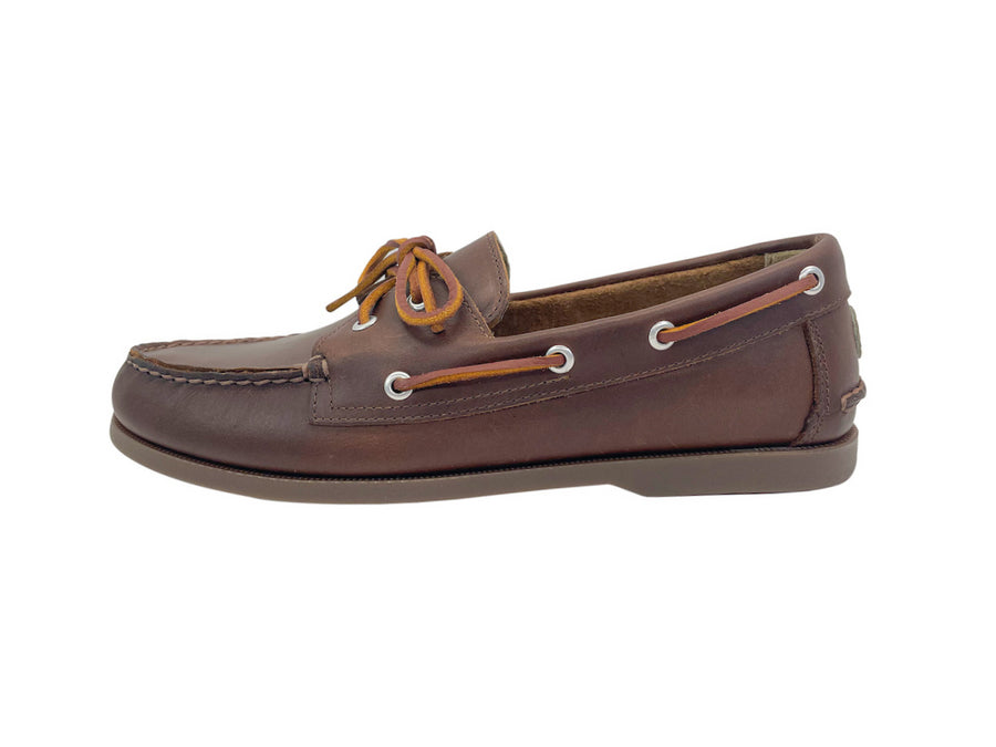 traditional brown boat shoes side
