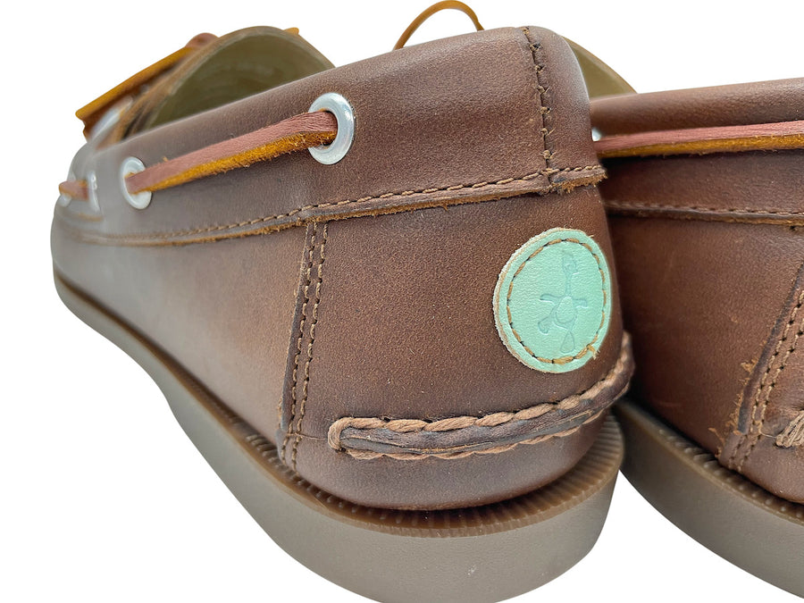 traditional brown boat shoes heel
