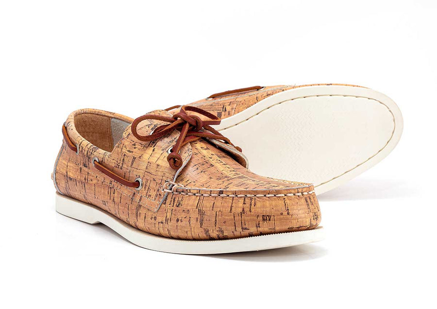 cork pattern leather boat shoes outsole